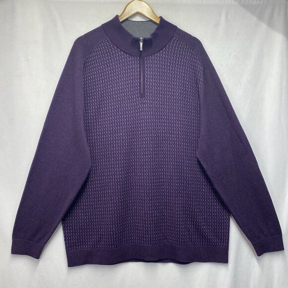 Tommy Bahama Seaport Quater-Zip Mock Neck Pullover Knit Sweater Men XXL Purple - Picture 1 of 12